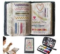 Generisch Kit de cuaderno de puntadas para bordar, libro de puntadas portátil, tutorial instruccional, 106 patrones, kit de costura y costura de 86 piezas, coser en cualquier lugar (1 juego)