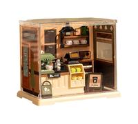 Generisch Kits de casa en miniatura para adultos - Kit de construcción de casa mini hecho a mano, juego de modelo 3D, cafetería y escena de cocina | juguete de montaje en miniatura para decoración de