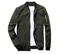 Generisch Klepper Chaquetas Hombre Cuello Alto Cremallera Completa Bolsillo de Manga Larga Chaqueta Ligera Gabardina Suelta para Hombre de Transición, Verde militar., XL