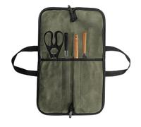 Generisch Knives Bag, Travel Kitchenware Pouch with Compartments, Waxed Canvas Bag Kitchen Tools, Portable Chef Knives Organizer Handle for Culinary, 18.9x12.4 inches, verde militar, Siehe
