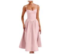 Generisch Korsettkleid für Damen, Träger-Bustier, Midi-Kleid, fließendes Korsett mit plissiertem Saum (L)