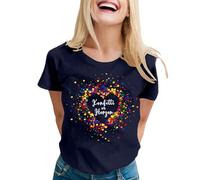 Generisch Kostüm Damen Fasching, Konfetti Damen Kurzärmiges T-Shirt im Herzen mit Rundhalsausschnitt lustig Faschingskostüme Farblich bedrucktem Karnevalsmotiv Amor Karneval Kostüm Bluse 33