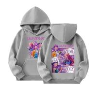 Generisch Kpop D-Demon H-Hunters Sudadera con Capucha Vintage Y2K Sudadera con Capucha Moda Casual Jersey Manga Larga Bolsillo Sudadera para K-pop Fans Otoño Invierno Ropa de Calle Tops, gris, 9-10
