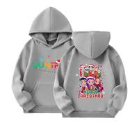 Generisch KPop Huntrix Hoodie K-Pop Casual Sudaderas Tops con Estampado de Anime Manga Larga Deporte Sudadera con Capucha Niños Sudadera para Niños Niñas Ropa de Calle, 04-Grey, 13-14 años