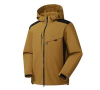 Generisch Kunstlederjacke Herren Leichte Regenjacke mit Kapuze für Herren, Outdoor-Regenmantel, Jacke für Wanderungen, Reisen Mantel Dunkelbraun Herren (Brown, XXXXL)