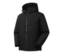 Generisch Kunstlederjacke Herren Leichte Regenjacke mit Kapuze für Herren, Outdoor-Regenmantel, Jacke für Wanderungen, Reisen Mantel Dunkelbraun Herren (Black, XXL)