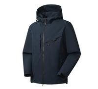Generisch Kunstlederjacke Herren Leichte Regenjacke mit Kapuze für Herren, Outdoor-Regenmantel, Jacke für Wanderungen, Reisen Mantel Dunkelbraun Herren (Dark Blue, XXXXL)