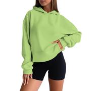 Generisch Lässiger Kapuzenpullover für Damen, weicher und bequemer Pullover aus Fleece, für den Alltag, Basic-Loungewear, Leicht, vielseitig (Light Green, XXL)