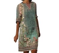 Generisch Lässiges Kleid mit V-Ausschnitt im neuen ethnischen Stil für Damen (Green, M)