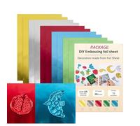 Generisch Lámina de aluminio para manualidades, multicolor, doble cara, 0,08 mm, juego A 10 hojas, 5 colores, 21 x 29,7 cm, juego B 8 hojas, 4 colores, 20 x 30 cm, para proyectos de arte y decoración