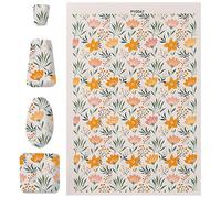 Generisch Láminas de arcilla de flores - Papel de agua de flores coloridas, calcomanías de patrón de plantas para manualidades | Hecho a mano soluble | Joyería rústica Cerámica Porcelana Arte Para