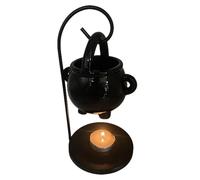 Generisch Lámpara aromática con forma de caldero de bruja - Quemador de cera colgante negro, soporte para velas perfumadas de cerámica | elegante decoración de Halloween, uso de velas de té para