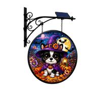 Generisch Lámpara colgante solar para Halloween, murciélago de calabaza, decoración de jardín, terraza, puerta, valla más (D, talla única)