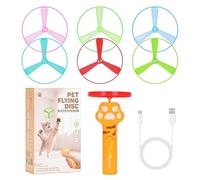Generisch Lanzador recargable para tigre doméstico - 6 discos voladores | Juguete de caza interactivo para mascotas, para apresurarse y entretenerse | interior/exterior, jardín, patio, terraza, balcón