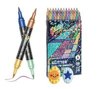Generisch Lápices de pintura con purpurina - Suministros para manualidades con doble punta | Lápices Outline, juego de pintura con colores coloridos | para el hogar, la escuela, proyectos de