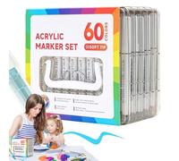 Generisch Lápices para colorear - Lápices de dibujo - Juego de 60 rotuladores acrílicos creativos para sobre vidrio, tela de madera, para niños y adultos