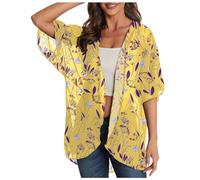 Generisch Largo Azul Cardigan Couverture de Protection Solaire décontractée et légère d'été Pour Femmes Cárdigan Mujer Corta Con Cremallera, amarillo, L