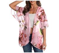 Generisch Largo Azul Cardigan Couverture de Protection Solaire décontractée et légère d'été Pour Femmes Cárdigan Mujer Corta Con Cremallera, Rosa., L