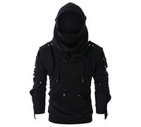 Generisch Las mangas largas con capucha de invierno con capucha tienen una blusa de hombre para hombres, Negro , XL