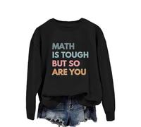Generisch Las matemáticas son difíciles, pero tú también, sudadera para mujer con divertido gráfico de letras cuello redondo y manga larga, Negro , M