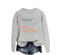 Generisch Las matemáticas son difíciles, pero tú también, sudadera para mujer con divertido gráfico de letras cuello redondo y manga larga, Gris claro., M