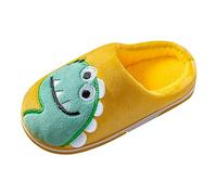 Generisch Las niñas en el interior usan zapatillas, dinosaurios lindos, suaves y cómodos de invierno cálidos zapatillas de felpa zapatos de cabaña, amarillo, 33.5 EU