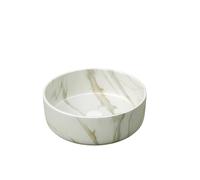 Generisch Lavabo redondo de cerámica de 36 cm, color blanco mate con patrón de grano de piedra, solo lavabo sin grifo, desagüe y armario inferior, resistente a las manchas, para baño, cocina