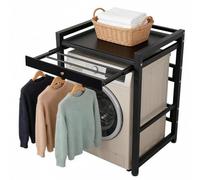 Generisch Lavadoras Secadora Gabinete con Extractor, 300 kg Capacidad de Carga Secadora Armario, Estantes para Lavadora, 75x63x105cm para Baño Balcón Lavandería - Negro
