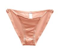 Generisch Lazo francés Ropa interior de mujer Ahuecado sin costuras Satén Cintura baja Abotonado Pantalones Triangulares Deseo Puro Amor, RD2., M