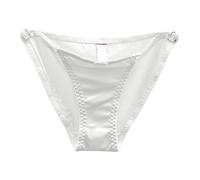 Generisch Lazo francés Ropa interior de mujer Ahuecado sin costuras Satén Cintura baja Abotonado Pantalones Triangulares Deseo Puro Amor, Blanco, XL