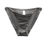 Generisch Lazo francés Ropa interior de mujer Ahuecado sin costuras Satén Cintura baja Abotonado Pantalones Triangulares Deseo Puro Amor, gris, L