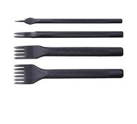 Generisch Leather Craft Chisel Hole Punch Tools 4 mm 1+2+4+6 Set Diamond Point Black Pricking Iron Leather Stitching Tools (3 mm1-2-4-6Prong-1set)