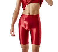 Generisch Leggings brillantes para hombre, calzoncillos tipo bóxer de aceite, pantalones cortos, pantalones deportivos, elásticos, transpirables, calzoncillos funcionales, brillantes, pantalones de