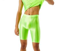 Generisch Leggings brillantes para hombre, calzoncillos tipo bóxer de aceite, pantalones cortos, pantalones deportivos, elásticos, transpirables, calzoncillos funcionales, brillantes, pantalones de