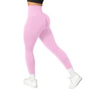Generisch Leggings de cintura alta para deportes, correr, ciclismo, yoga, fitness, levantamiento de glúteos, Rosa claro., S