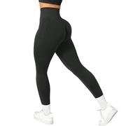 Generisch Leggings de cintura alta para deportes, correr, ciclismo, yoga, fitness, levantamiento de glúteos, Negro , L