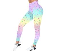 Generisch Leggings de Pascua con Estampado Mujeres Casual Deportes Yoga Pantalones Coloridos Estampado de Pascua Leggings Ajustados Pantalones de Entrenamiento Casual, amarillo, L