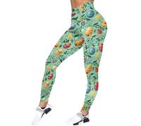 Generisch Leggings de Pascua para mujer, informales, deportivos, yoga, pantalones coloridos de Pascua, ajustados, pantalones de entrenamiento informales, verde, XL