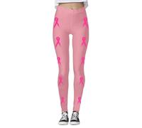 Generisch Leggings de yoga sin costuras para mujer, de cintura alta, con impresión de conciencia sobre el cáncer de mama, para gimnasio, entrenamiento, correr, atletismo, ropa de uso diario, ropa