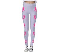 Generisch Leggings de yoga sin costuras para mujer, de cintura alta, con impresión de conciencia sobre el cáncer de mama, para gimnasio, entrenamiento, correr, atletismo, ropa de uso diario, ropa