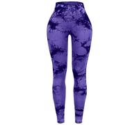 Generisch Leggings deportivos para mujer, sin costuras, cintura alta, para yoga, opacos, push-up, pantalones deportivos para correr, pantalones deportivos elásticos suaves, A2-lila., L delgado