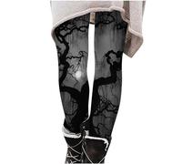 Generisch Leggings largos de invierno para mujer, de algodón, con forro, de Navidad, largos, de algodón, estampados, elegantes, tallas grandes, para deporte, para Navidad, Negro , 6 1/2 HS