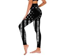 Generisch Leggings Mujer Independence Day for Women's 4 of July Leggings Printed Pants for Yoga Running Gym Yoga Pants Tights Compression Yoga Running Fitness, Negro , XL