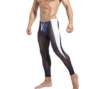 Generisch Leggings para hombre con bolsillos abiertos, mallas elásticas, ropa interior transpirable, ropa interior larga, ropa interior erótica, pantalones de compresión con estampado de letras, S1