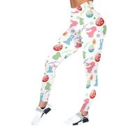 Generisch Leggings para mujer con conejito de Pascua para mujer, pantalones informales de yoga, pantalones de yoga coloridos con estampado de Pascua, Blanco, L