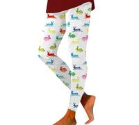 Generisch Leggings para mujer con diseño de Pascua para el tiempo libre, ejercicios de fitness activos en exteriores, Blanco, XXL