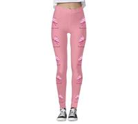 Generisch Leggings sin costuras para mujer, cintura alta, yoga, entrenamiento, fitness, deportes, cómodas, transpirables, para educar el cáncer de mama, Rosa., XL