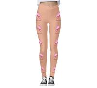Generisch Leggings sin costuras para mujer, cintura alta, yoga, entrenamiento, fitness, deportes, cómodas, transpirables, para educar el cáncer de mama, beige, S