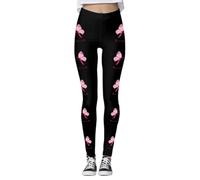 Generisch Leggings sin costuras para mujer, cintura alta, yoga, entrenamiento, fitness, deportes, cómodas, transpirables, para educar el cáncer de mama, Negro , M