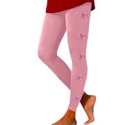 Generisch Leggings sin costuras para mujer, cintura alta, yoga, fitness, deportes, cómodos, transpirables, pantalones de entrenamiento, conciencia sobre el cáncer de mama, Rosa., L
